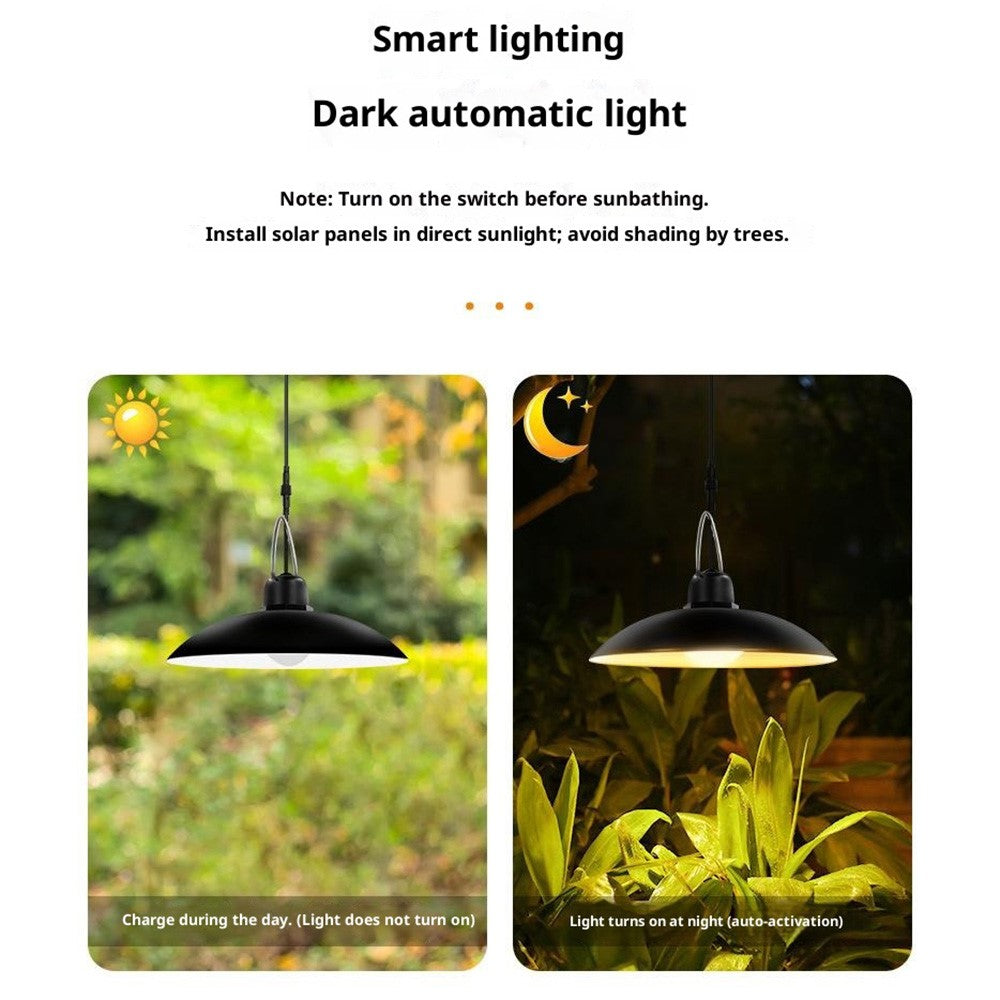 Single Head Solar Powered Pendant Light IP65 Waterproof Motion Sensor Hanging Garage Lamp with Remote Control