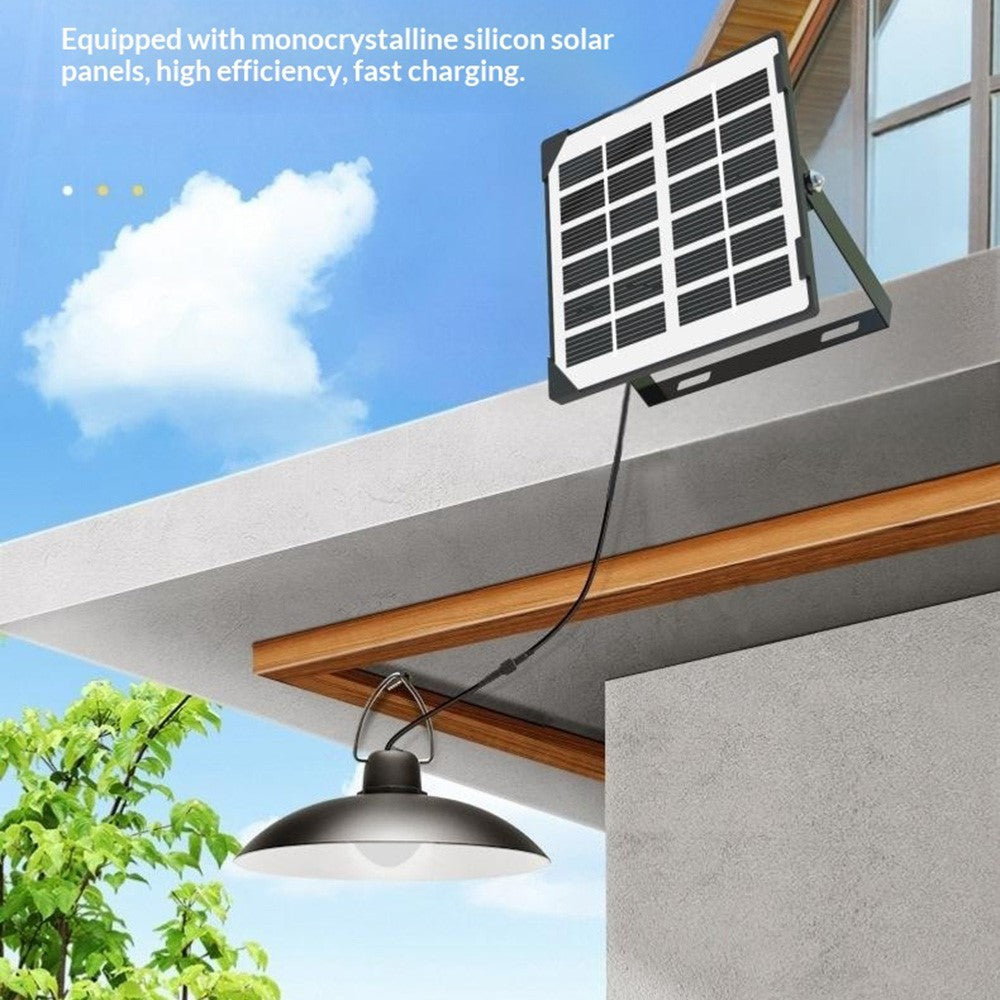 Double Head Solar Powered Pendant Light IP65 Waterproof Motion Sensor Hanging Garage Lamp with Remote Control