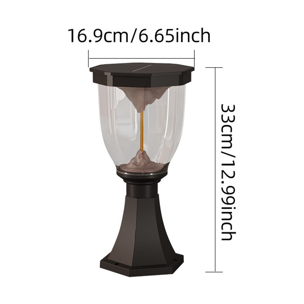 COB Pillar Lamp with Trophy Base Flaming Mountain Effect Solar Post Light for Garden  /  Patio  /  Pathway