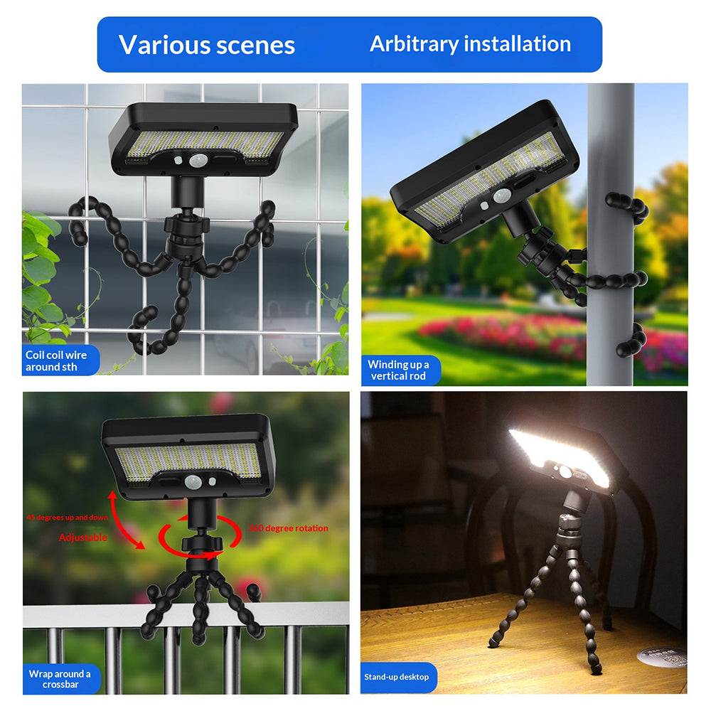 Solar Outdoor Garden Light Flexible Octopus Mount Motion Sensor LED Wall Light with Remote for Villa Yard