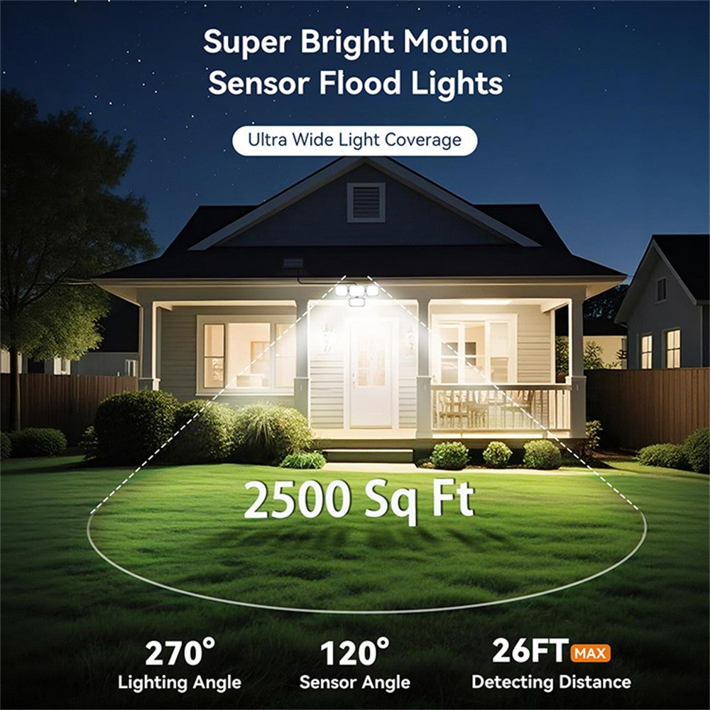 TG-TY18402 Solar Motion Sensor Light 4 Heads 336 LED 2000mAh Wall Lamp for Outdoor Garden Garage