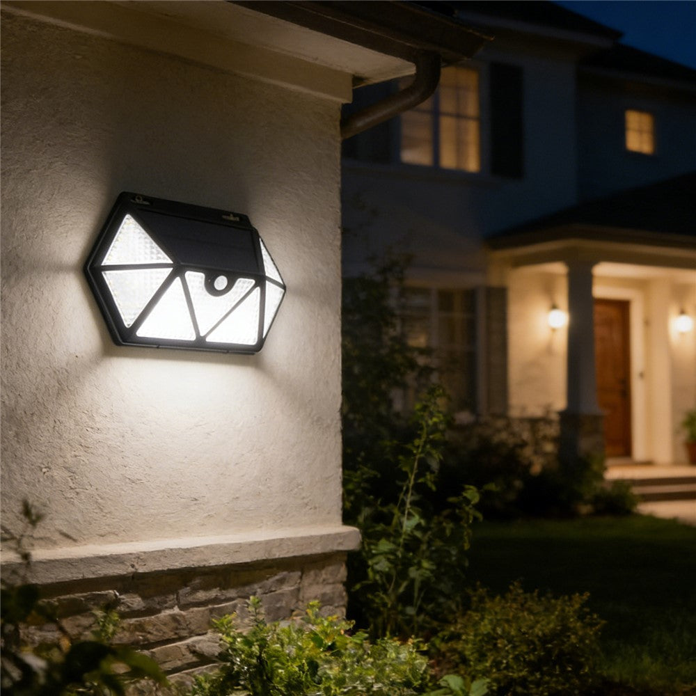 YY-61352 135 LED Solar Wall Light Seven-Sided PIR Motion Sensor IP65 Waterproof Outdoor Garden Yard Security Lamp