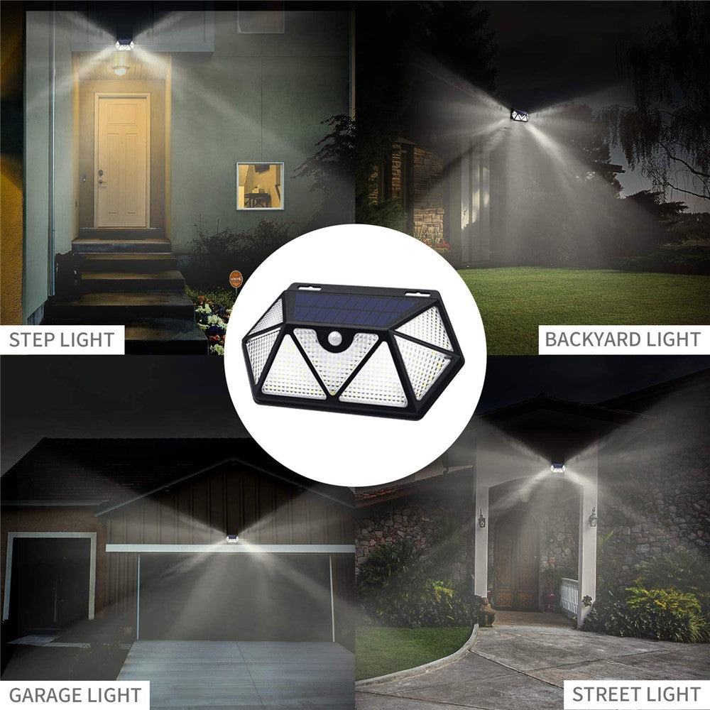 YY-61352 135 LED Solar Wall Light Seven-Sided PIR Motion Sensor IP65 Waterproof Outdoor Garden Yard Security Lamp