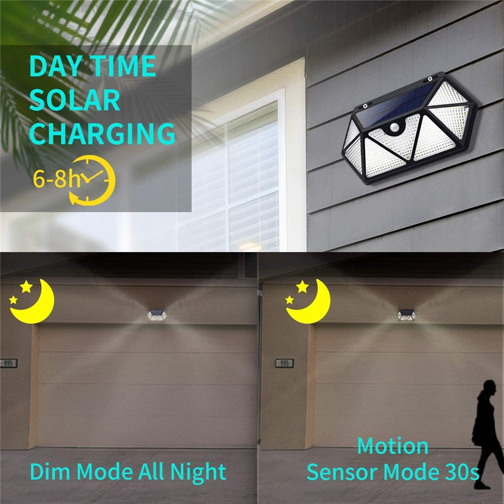 YY-61352 135 LED Solar Wall Light Seven-Sided PIR Motion Sensor IP65 Waterproof Outdoor Garden Yard Security Lamp