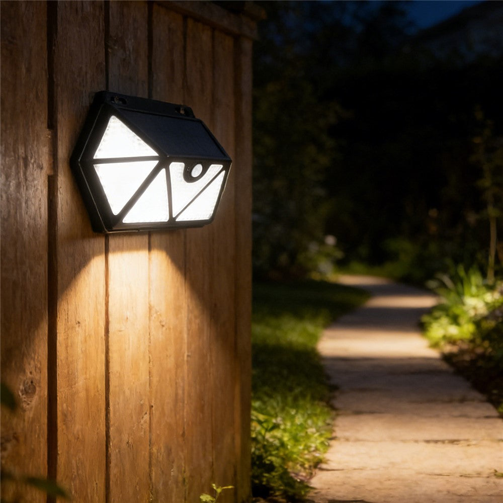 YY-61352 135 LED Solar Wall Light Seven-Sided PIR Motion Sensor IP65 Waterproof Outdoor Garden Yard Security Lamp