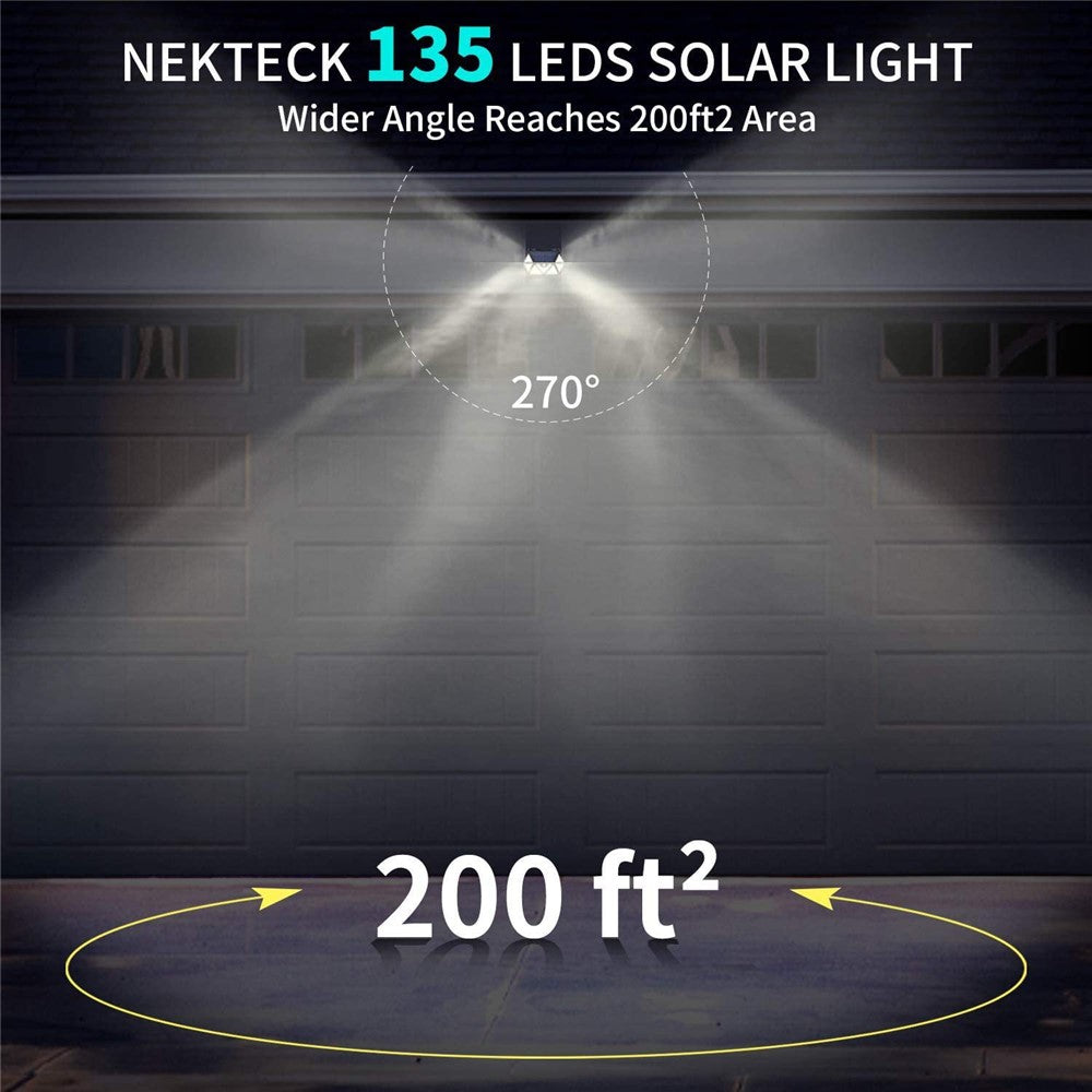 YY-61352 2Pcs 135 LED Solar Wall Lights Seven-Sided Design PIR Motion Sensor IP65 Waterproof Outdoor Garden Yard Security Lamp
