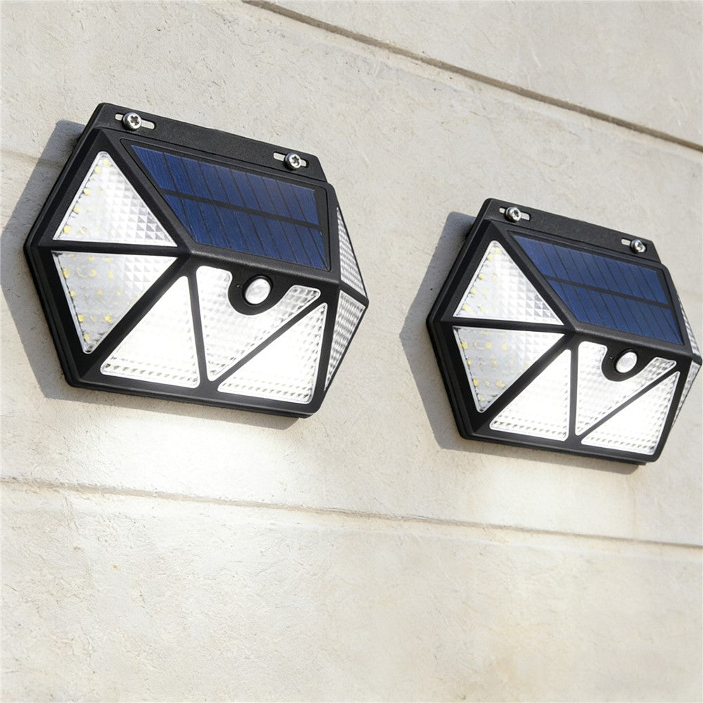YY-61352 2Pcs 135 LED Solar Wall Lights Seven-Sided Design PIR Motion Sensor IP65 Waterproof Outdoor Garden Yard Security Lamp