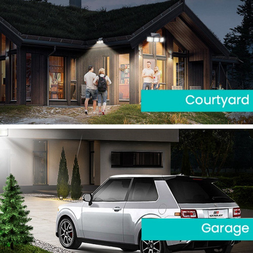 YY-20993 2Pcs Solar Powered 3-Head 99 LED Security Light PIR Motion Sensor IP65 Waterproof Wall Lamp for Yard Garden Garage