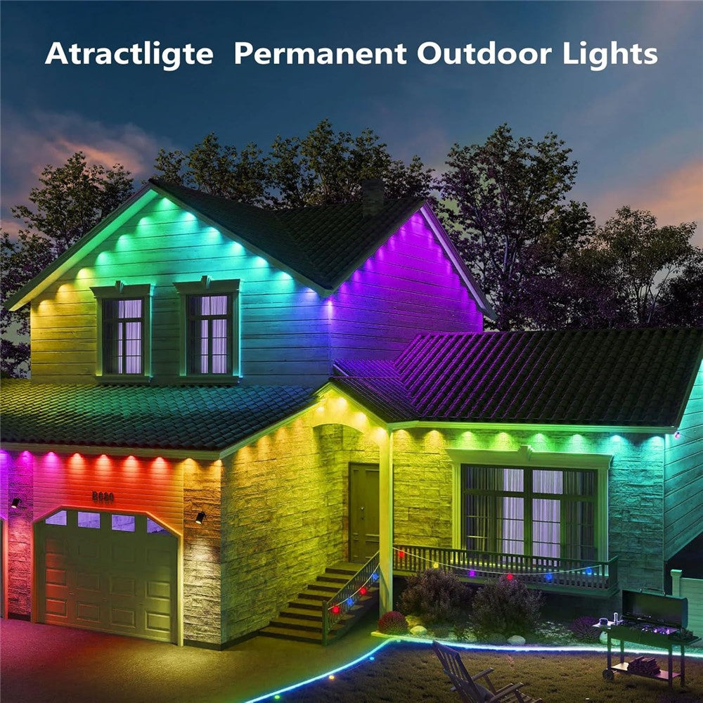 WY021 WiFi RGBIC Color Smart Lights 15M 30-LED Outdoor Eaves Light IP67 Waterproof APP Controlled