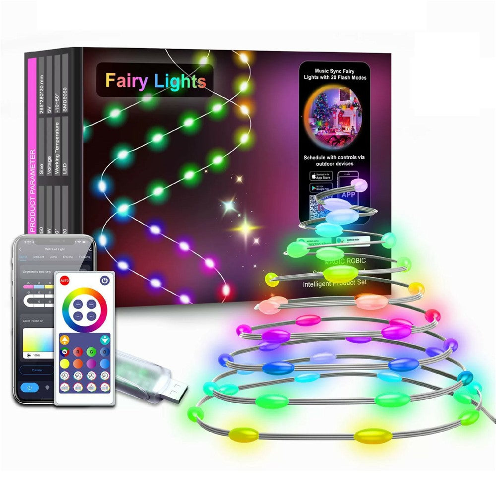 LPX041 Smart LED String Lights 15M 150 LEDs WiFi  /  BT APP Control RGBIC Christmas Decoration Lighting