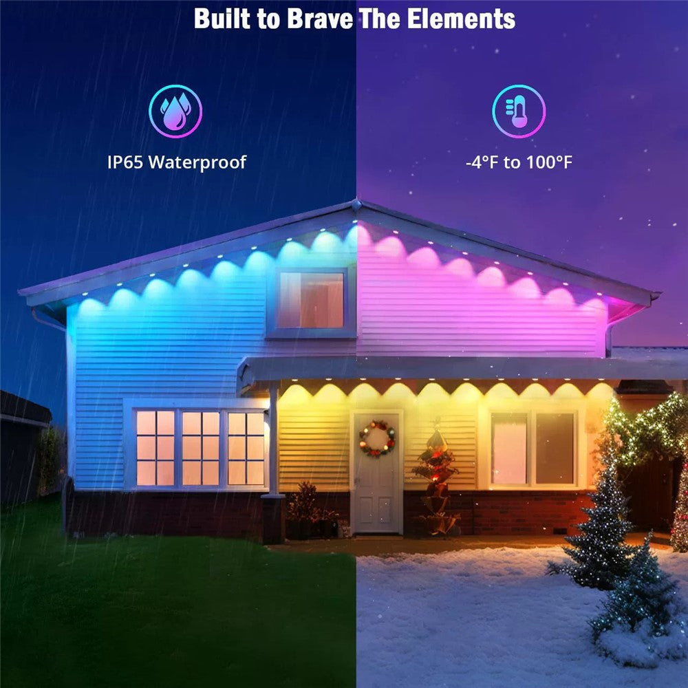 WY021 15m 30-LED Smart Outdoor Eaves Light Waterproof App Control Light String RGB Ambiance Lamp