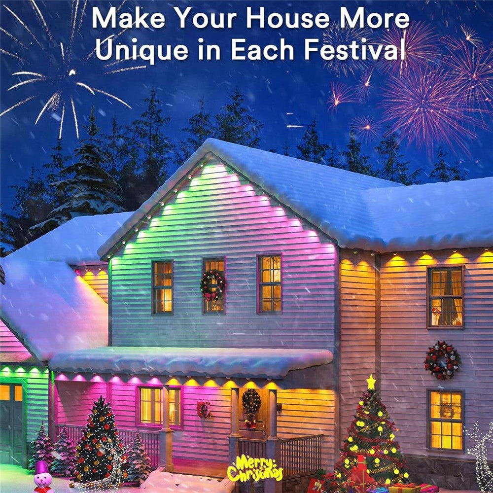 WY021 15m 30-LED Smart Outdoor Eaves Light Waterproof App Control Light String RGB Ambiance Lamp