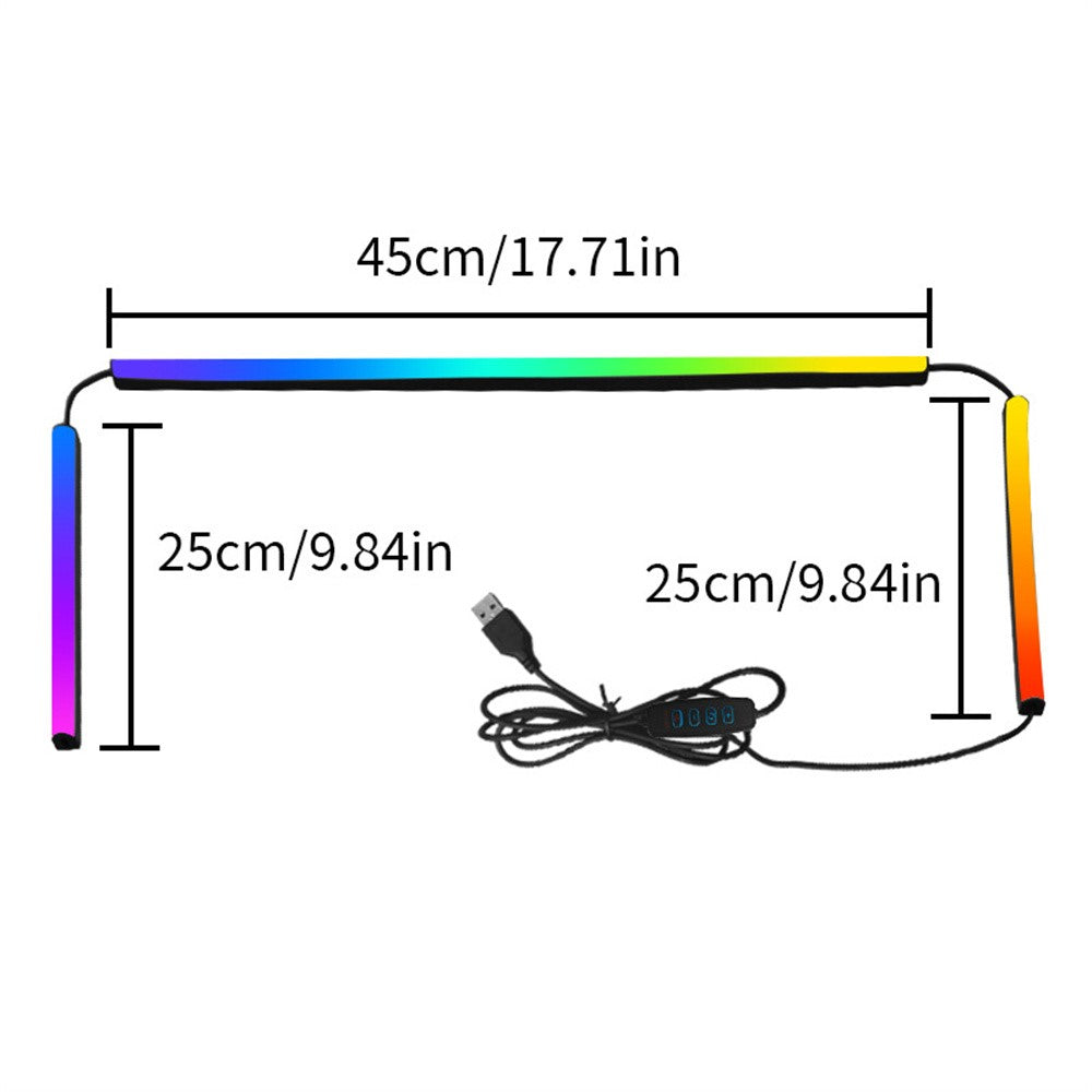 KBB-54 24 inch LED Gaming RGB Ambient Light Strip Silicone Flexible Stick-on Lamp with Wired  /  Remote  /  APP Control for Computer