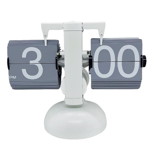 Automatic Flip Clock Retro Simple Home Living Room Table Clock European Single Foot Balance Mechanical Page Turner