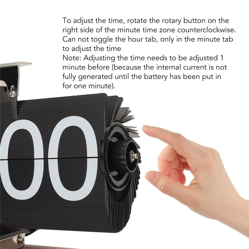 Automatic Flip Clock Retro Simple Desk Clock Single Foot Stainless Steel Quartz Movement Flip Clock Square Walnut Base