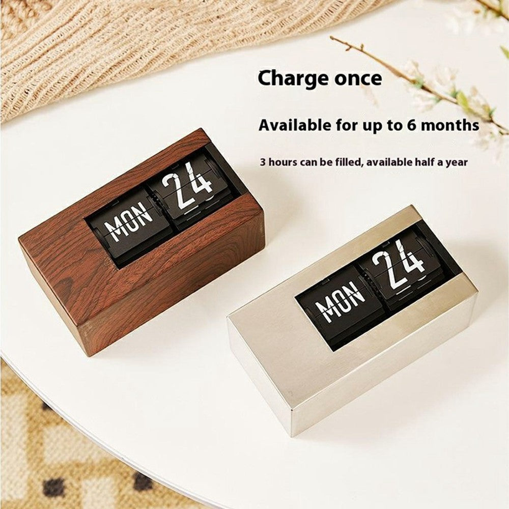 Minimalist Flip Calendar Table Clock Desktop Decor Smart Perpetual Calendar Flip Clock