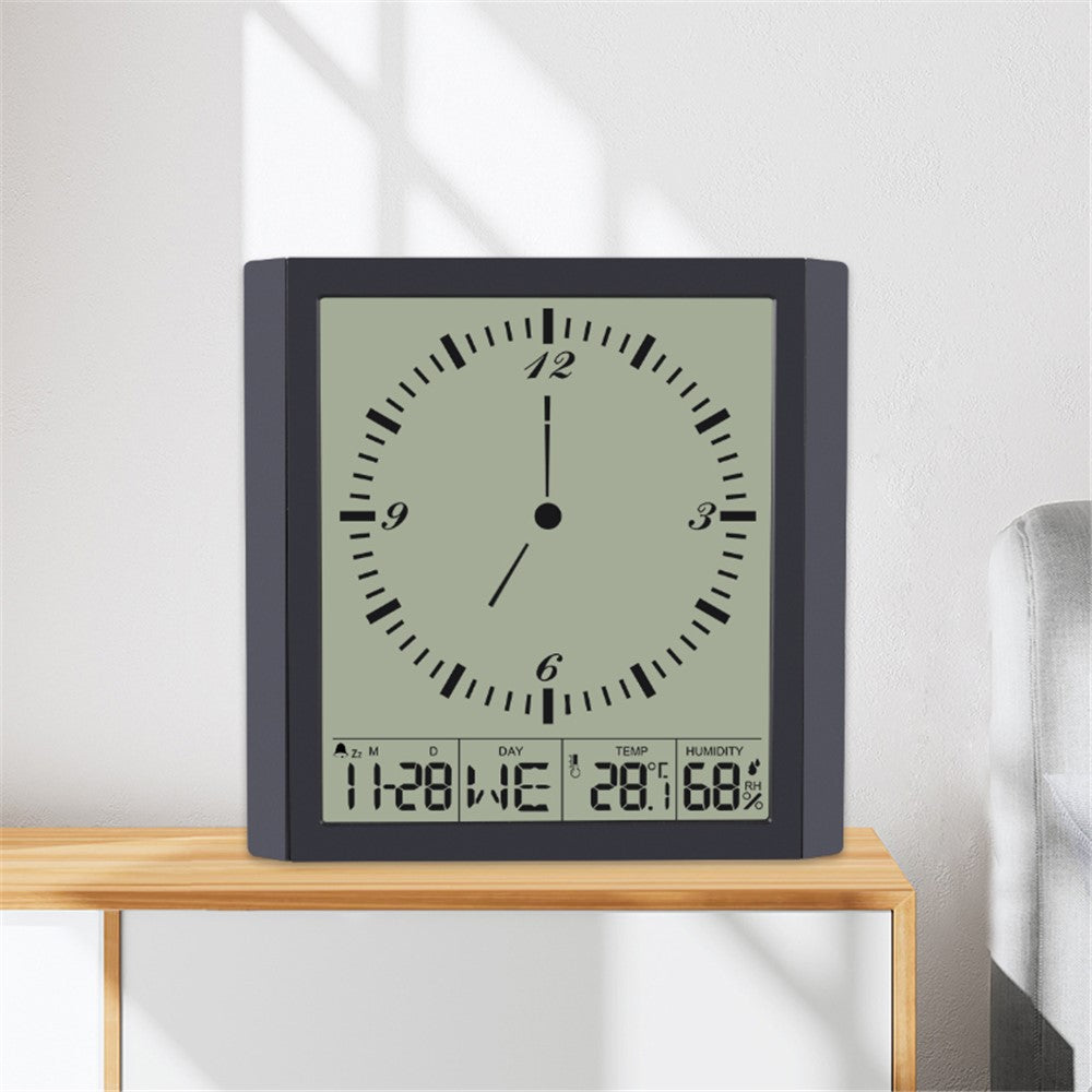 TS-8675 Multifunctional Digital Wall Clock Large Screen Display Temperature Humidity Meter Alarm Clock