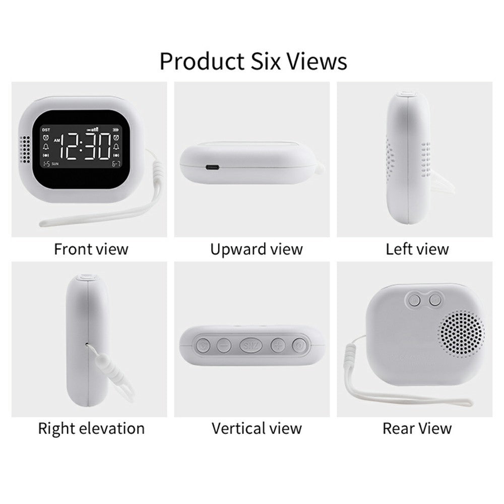 TS-BC700 Portable Vibrating Alarm Clock Multifunction Rechargeable Vibration Clock for Deaf / Elderly / Heavy Sleepers