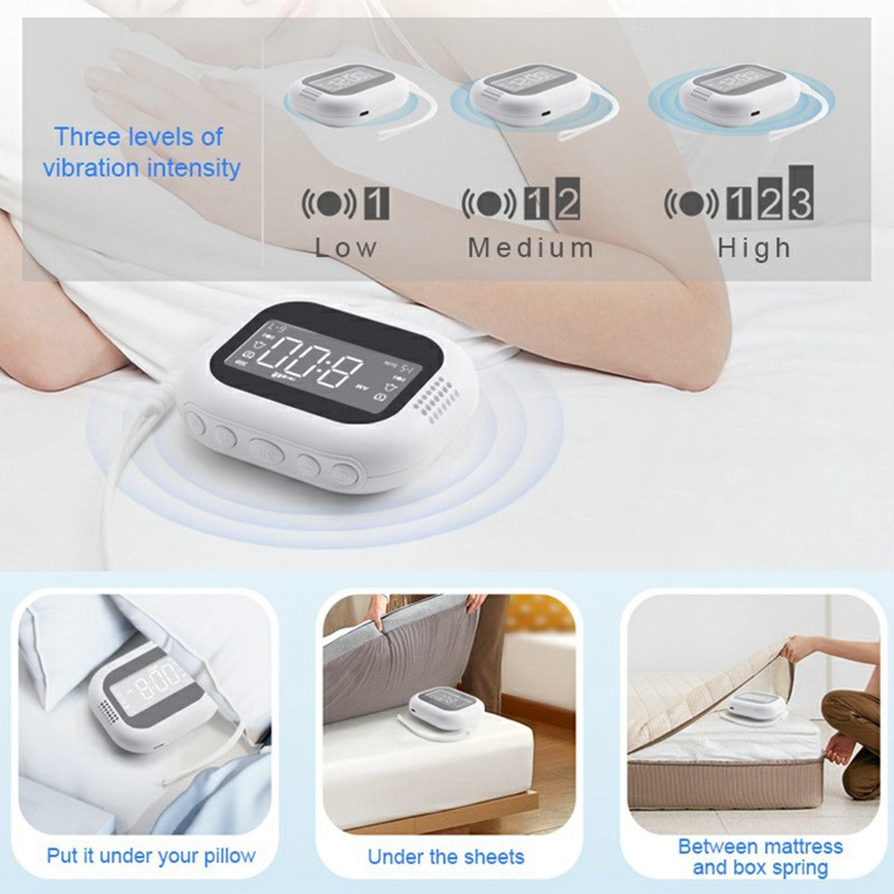 TS-BC700 Portable Vibrating Alarm Clock Multifunction Rechargeable Vibration Clock for Deaf / Elderly / Heavy Sleepers