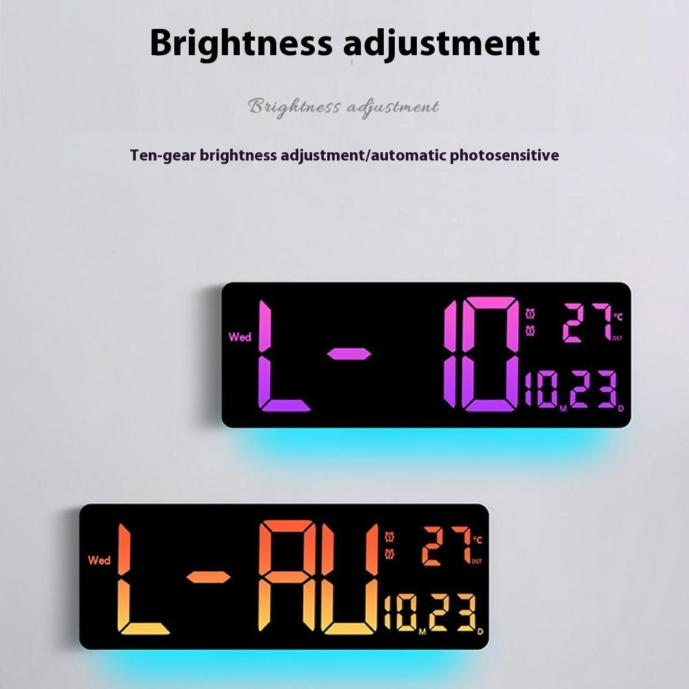 6658RGB 16 Inch RGB Color Changing Wall Clock Living Room Large Screen Digital Electronic Clock