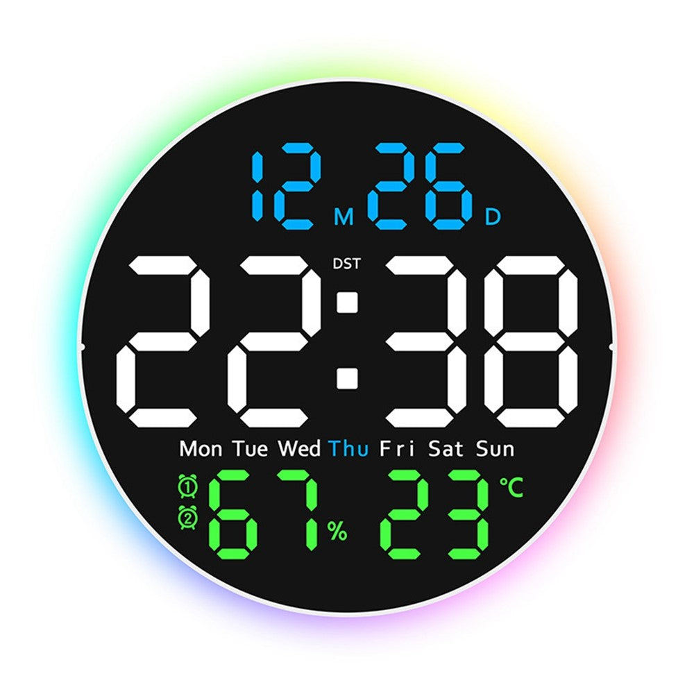 6672 Multifunctional Wall Clock Night Light Temperature Humidity Display Silent Electronic Clock