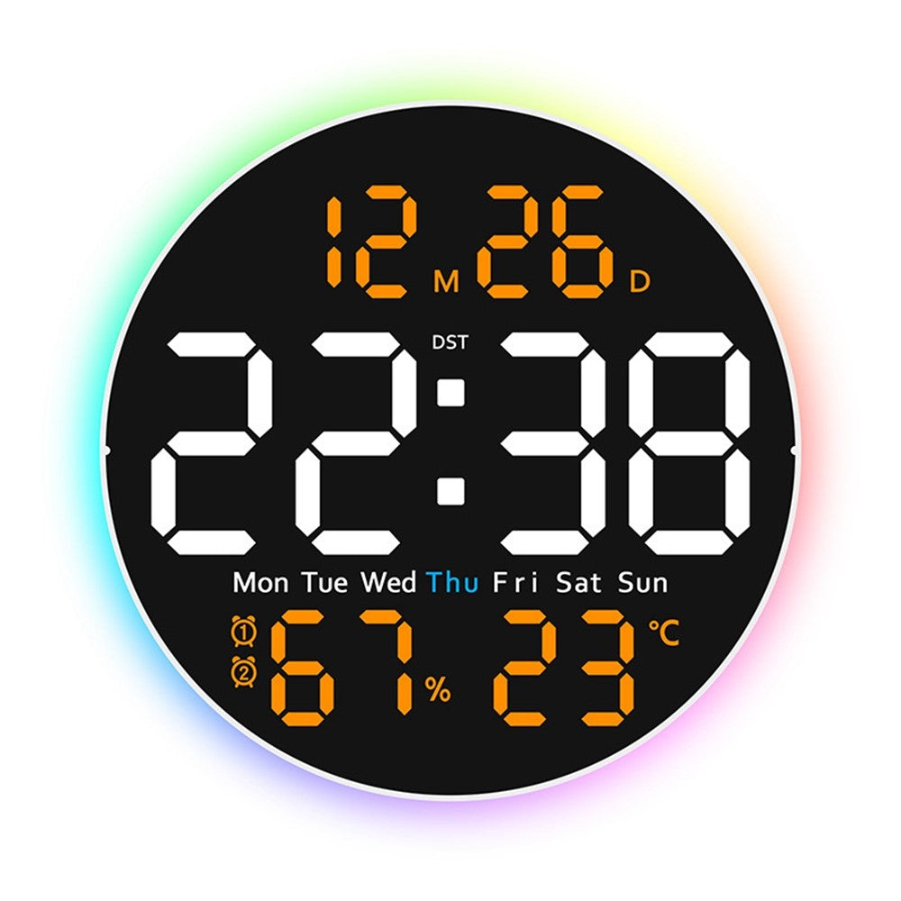 6672 Multifunctional Wall Clock Night Light Temperature Humidity Display Silent Electronic Clock