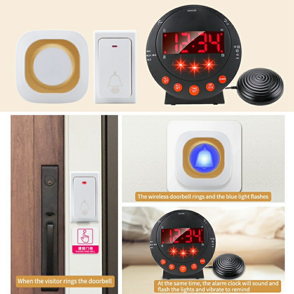 TS-BC630 Vibrating LED Alarm Clock 3.74in Digital Display 115dB Strong Vibration Doorbell Phone Call Reminder