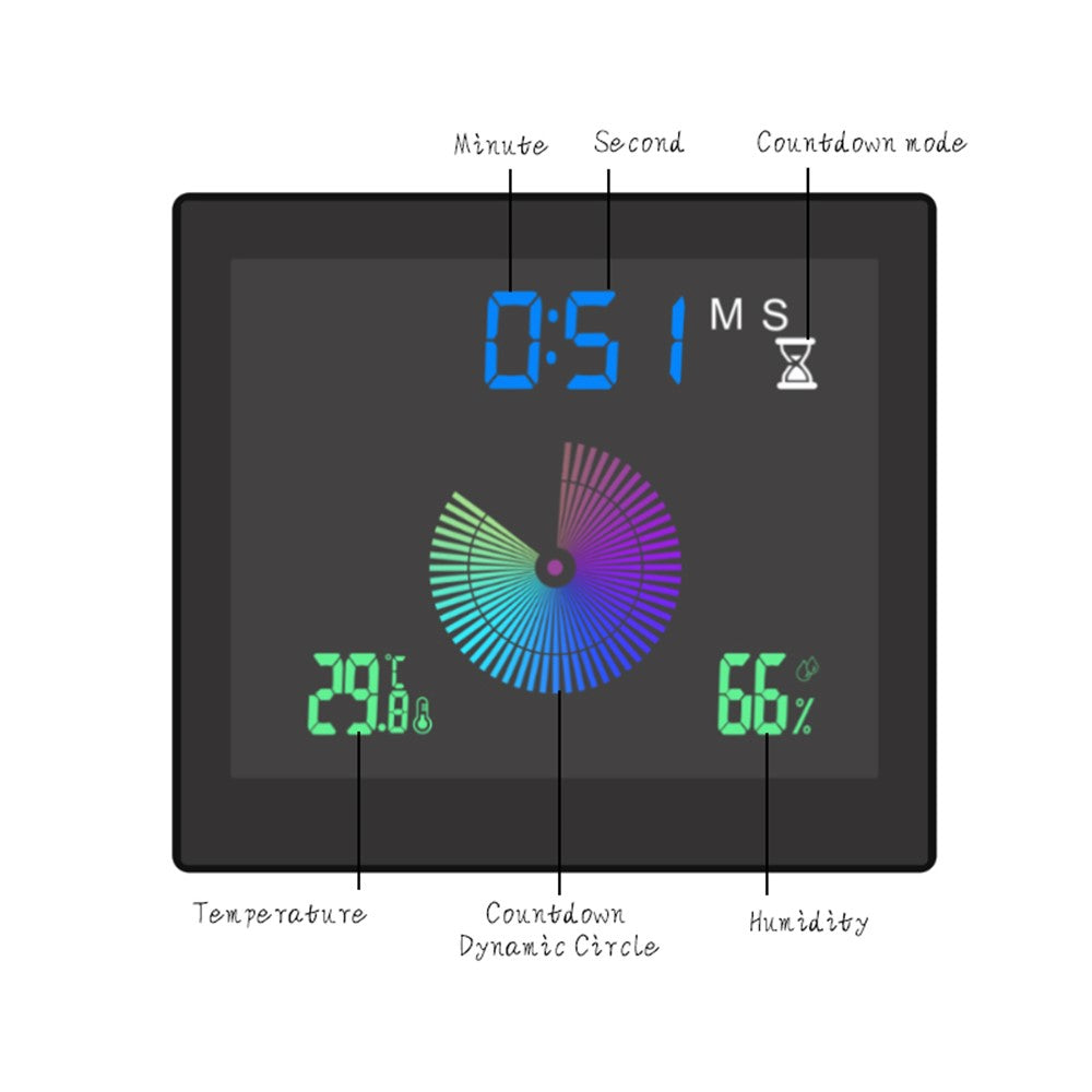 TS-WP10 Color Screen Alarm Clock Temperature Humidity Display Waterproof Bathroom Clock with Suction Cup