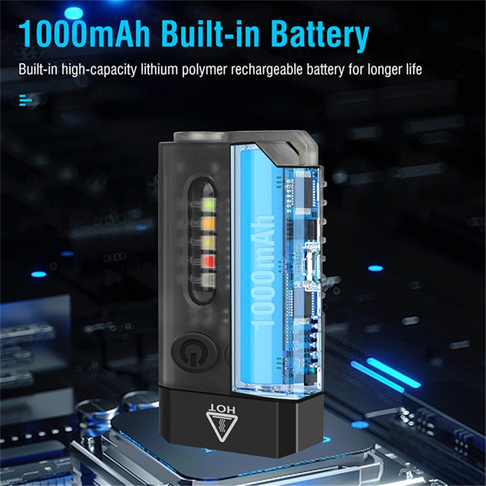 V10 Mini EDC Flashlight Multifunction 365nm UV Identification Work Light with Warning Alarm
