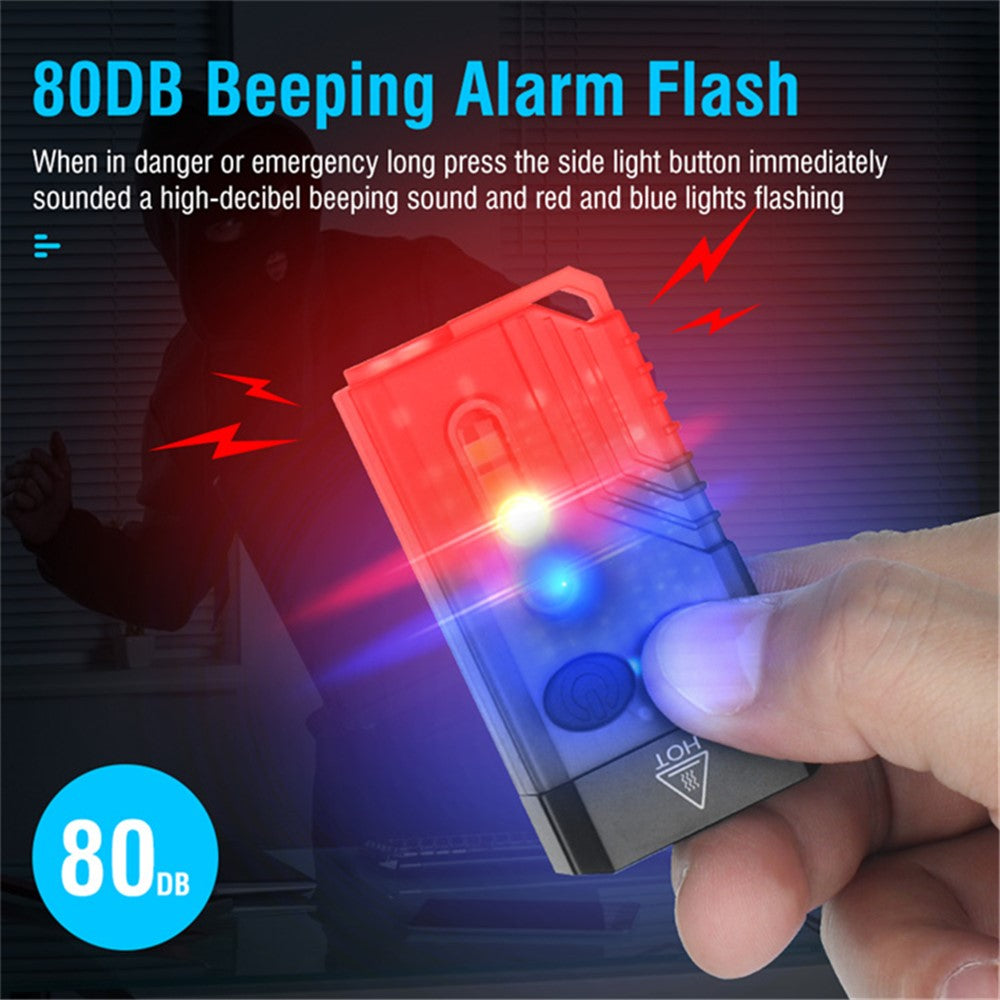 V10 Mini EDC Flashlight Multifunction 365nm UV Identification Work Light with Warning Alarm