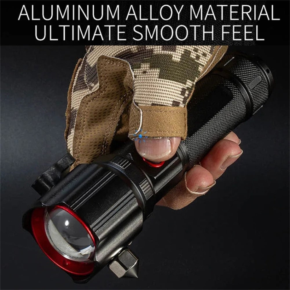 W5196 Flashlight with Laser Safety Cutter Emergency Car Tool Strobe Light USB Rechargeable for Outdoor