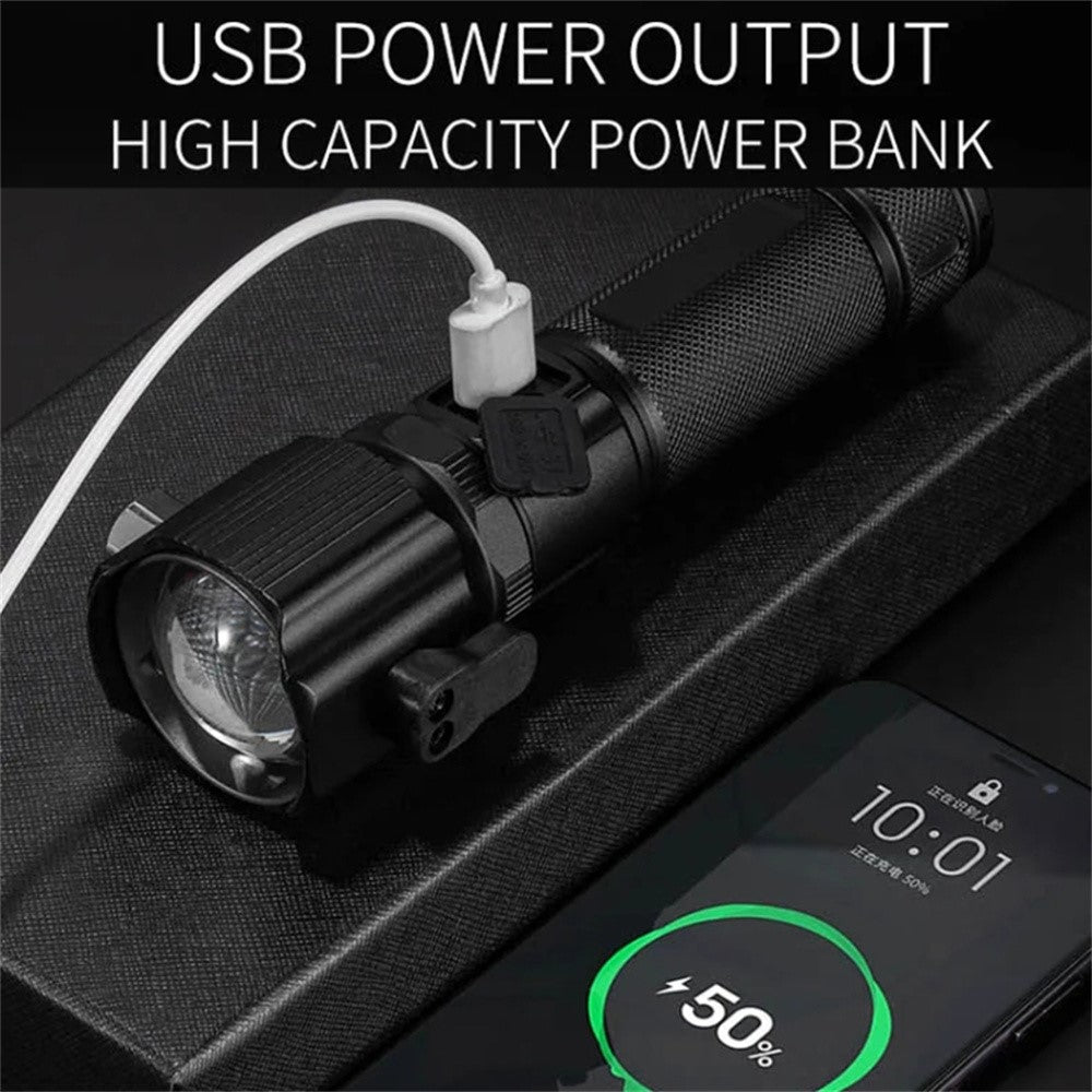 W5196 Flashlight with Laser Safety Cutter Emergency Car Tool Strobe Light USB Rechargeable for Outdoor