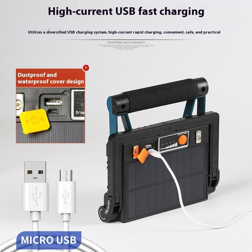 W875-1 Foldable Work Light Solar Powered LED Floodlight Portable Outdoor Emergency Lamp with Stand