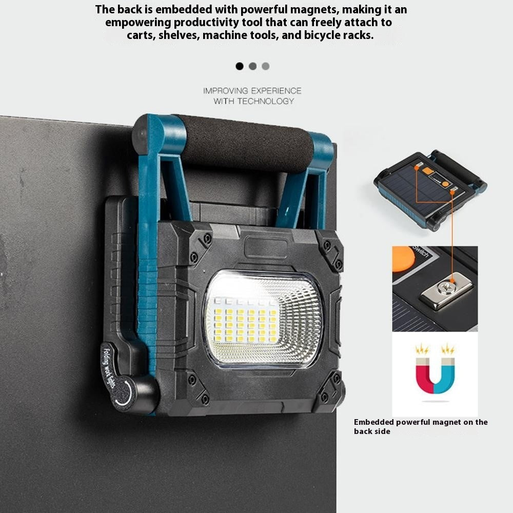 W875-3 Magnetic Mount Foldable LED Work Light Solar Powered Floodlight Portable Outdoor Emergency Lamp with Stand