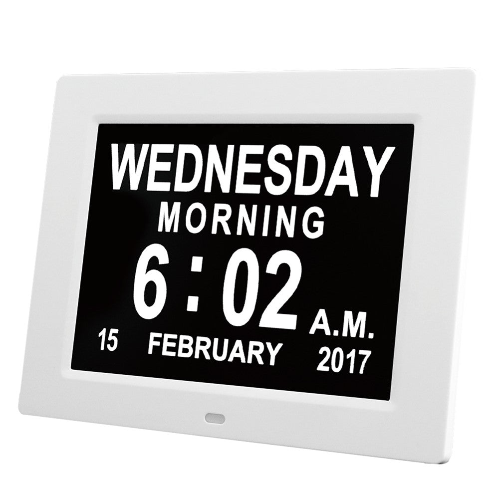 DDC-8009 8 inch Digital Display Alarm Clock 8 Groups Alarm Desktop Clock Machine Auto Adjust Brightness Elderly Alarm Clock