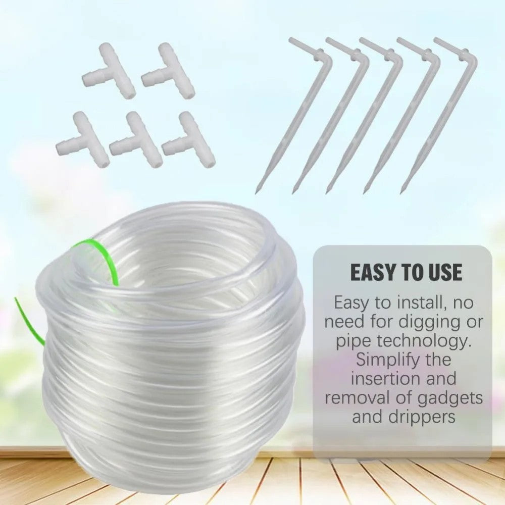 20m Clear Water Pipe Garden Drip Irrigation PVC Hose Fittings for Automatic Waterer