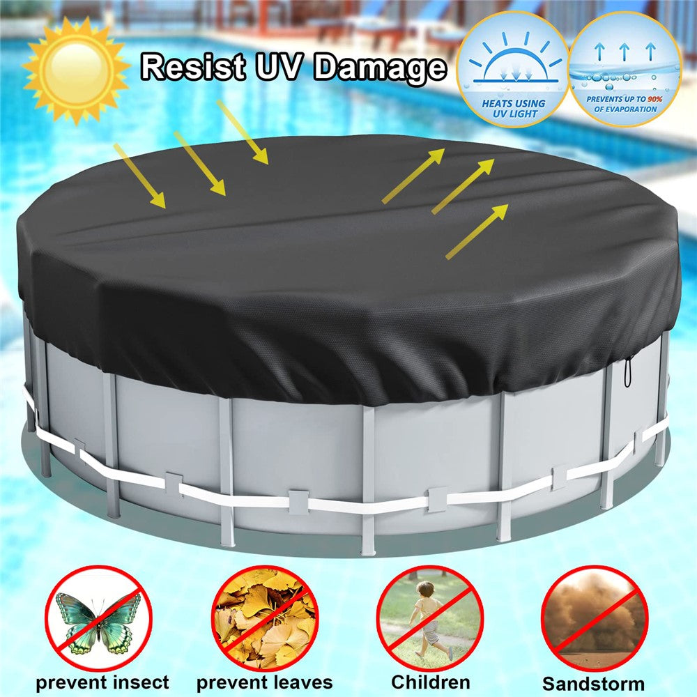12FT Round Swimming Pool Cover 210D Oxford Cloth Solar Cover for Above Ground Pools