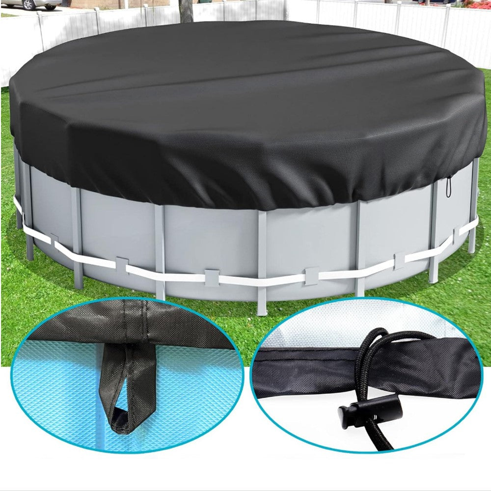 10FT Round Swimming Pool Cover 210D Oxford Cloth Solar Cover for Above Ground Pools