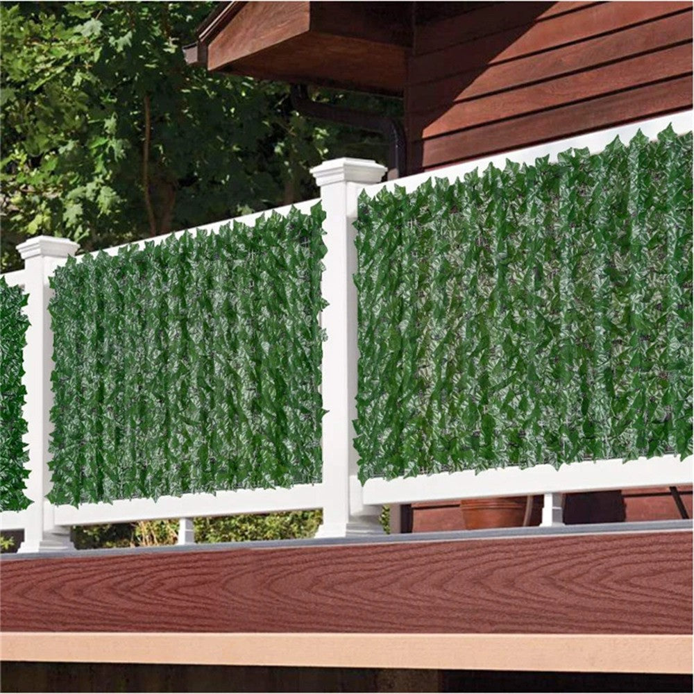1 x 1m Dark-Colored Pothos Leaves Artificial Hedge Privacy Screen Garden Yard Faux Leaf Fence Barrier