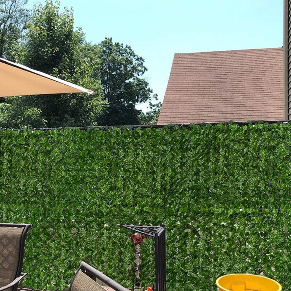 0.5 x 0.5m Light-Colored Pothos Leaves Artificial Hedge Privacy Screen Faux Leaf Fence Garden Yard Barrier Decor