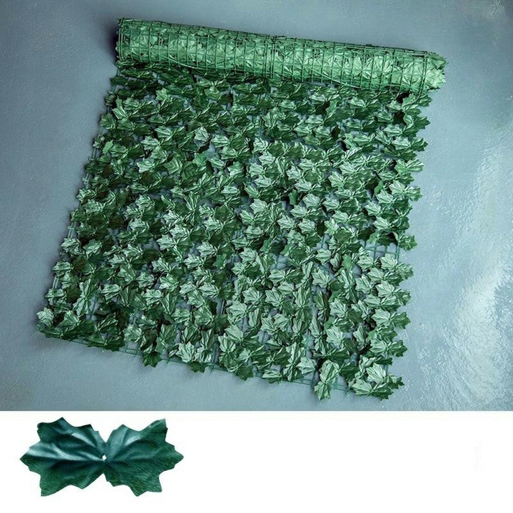 0.5 x 3m Dark Maple Leaf Artificial Hedge Faux Leaf Privacy Screen Fence Garden Balcony Decorative Barrier
