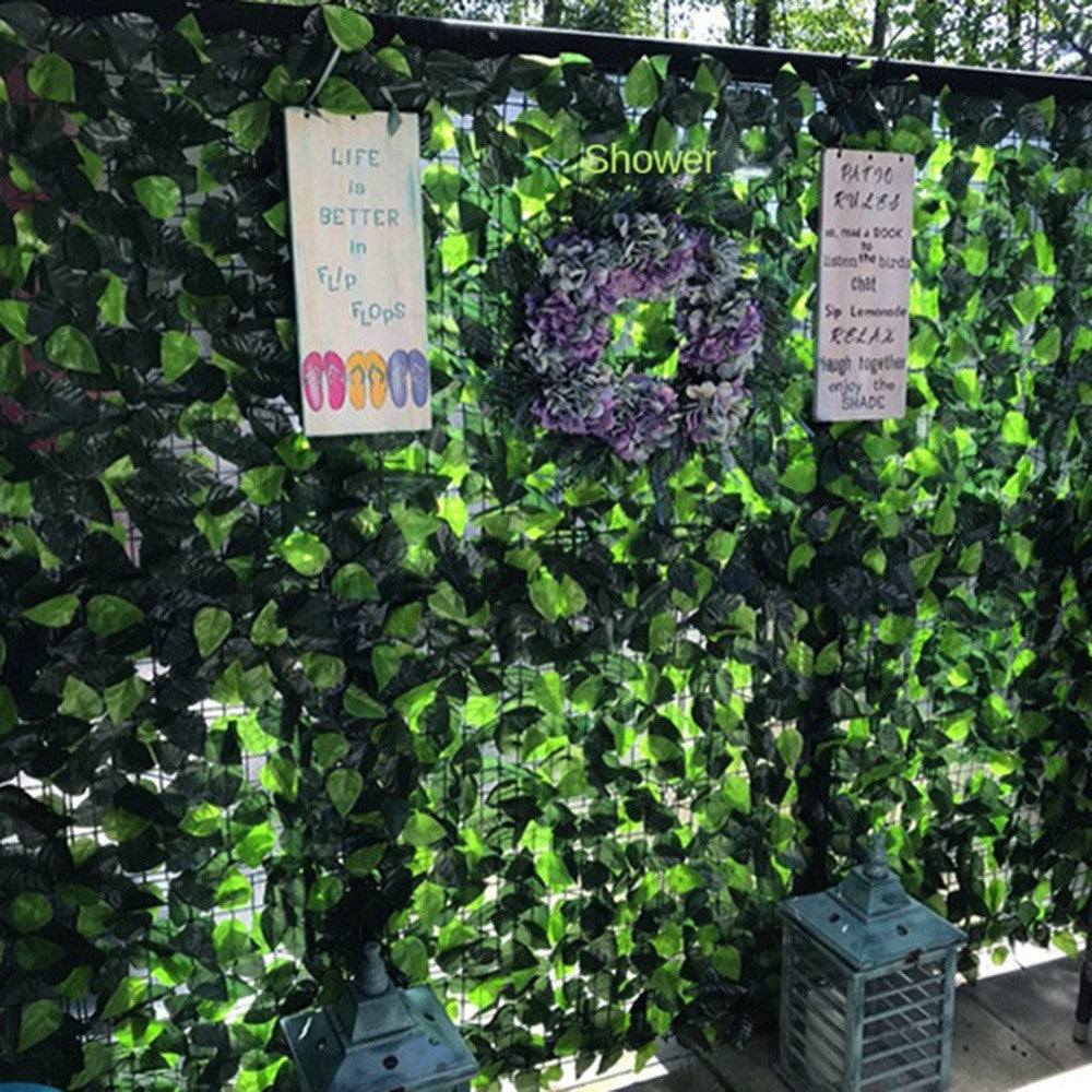 1 x 1m Light Grape Leaf Artificial Hedge Green Leaf Privacy Screen Faux Plant Fence Outdoor Indoor Decor