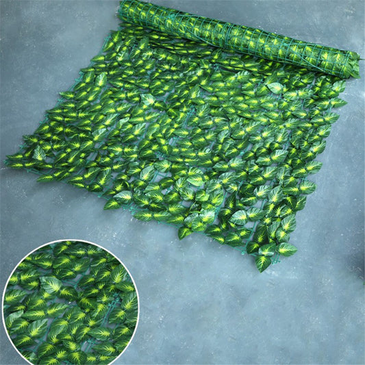 0.5 x 0.5m Green Perilla Leaf Artificial Hedge Privacy Screen Faux Leaf Fence Garden Balcony Decor