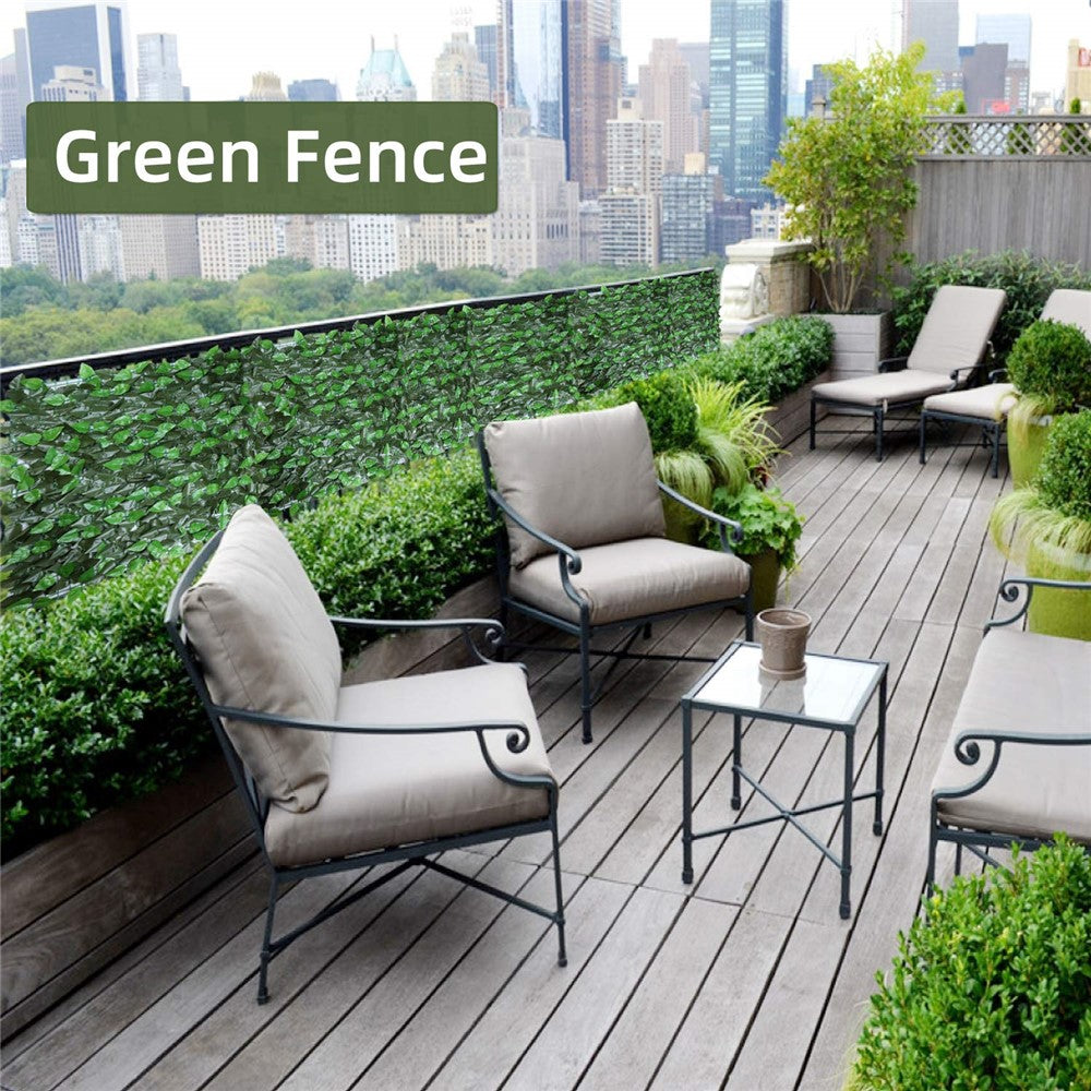 0.5 x 1m Green Perilla Leaf Artificial Hedge Privacy Screen Faux Leaf Fence Garden Balcony Decor
