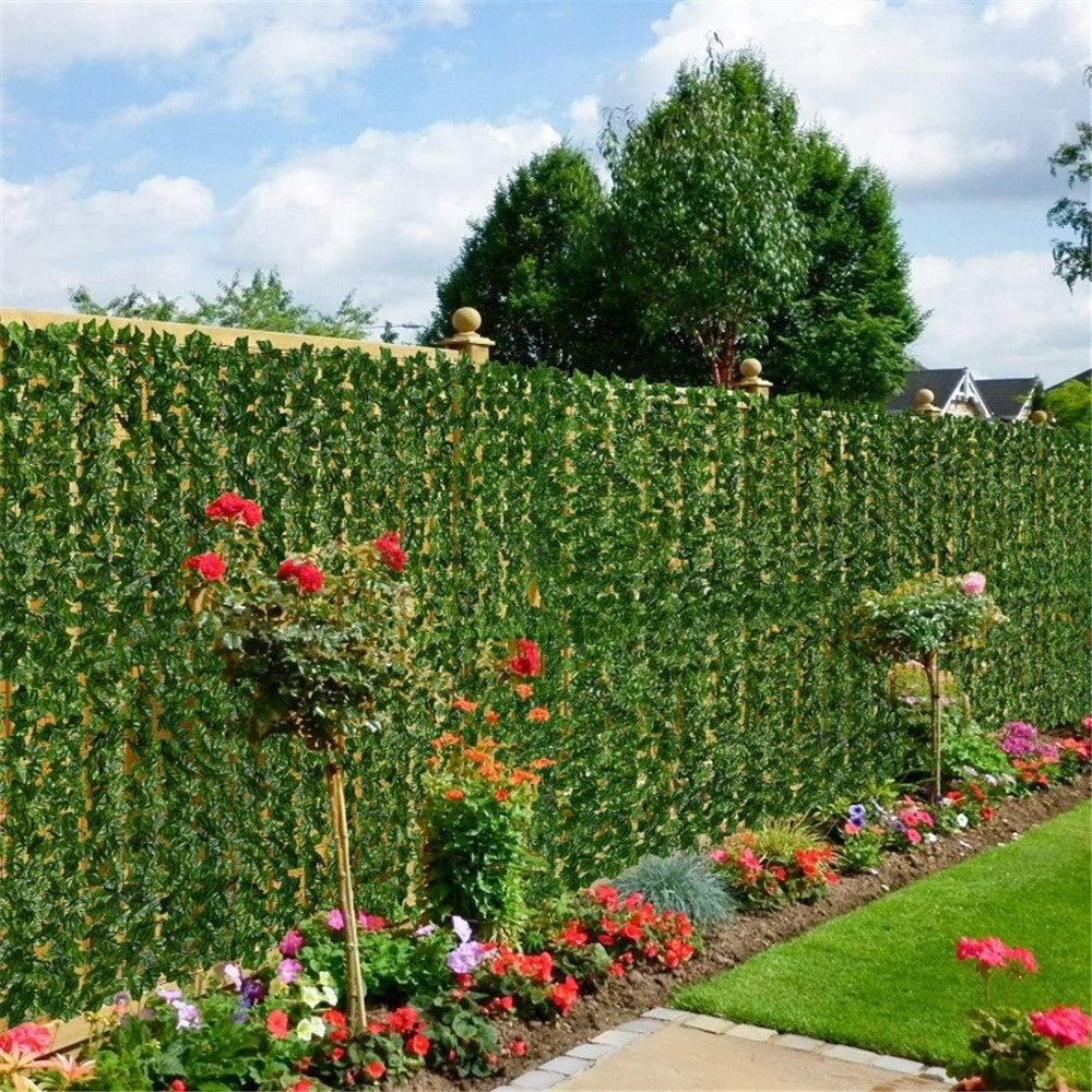 0.5 x 1m Green Perilla Leaf Artificial Hedge Privacy Screen Faux Leaf Fence Garden Balcony Decor