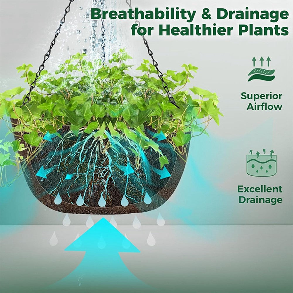 3Pcs 10 inch Outdoor Hanging Plant Pot Breathable Drainage Hanging Basket with Chain for Balcony Decoration