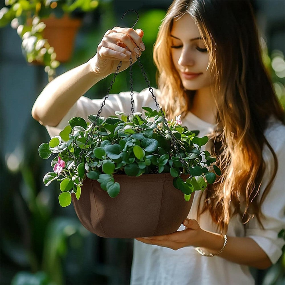 3Pcs 10 inch Outdoor Hanging Plant Pot Breathable Drainage Hanging Basket with Chain for Balcony Decoration