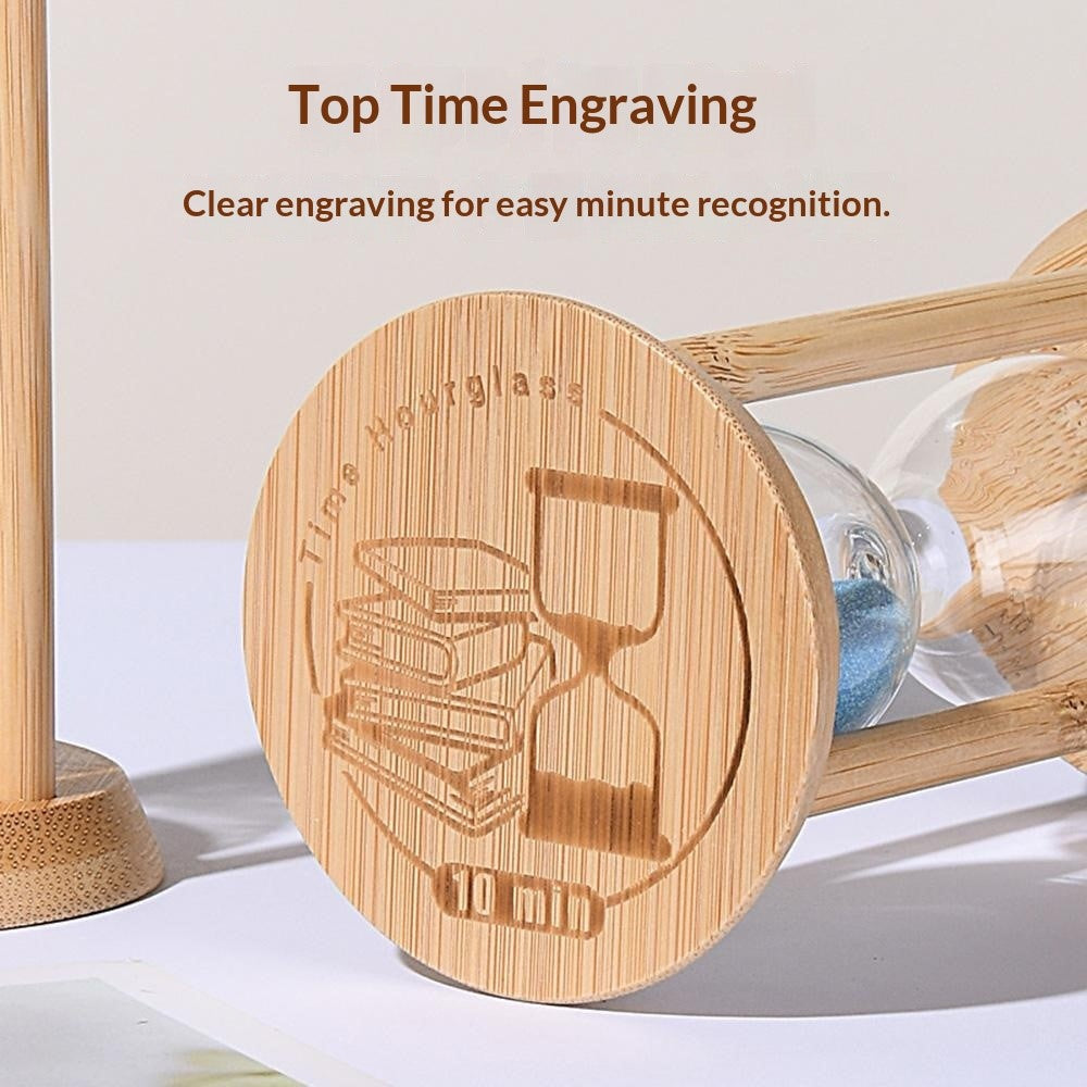 Time Hourglass 10 Minutes Sand Timer Luminous Design Engraved Wooden Base Desktop Decoration