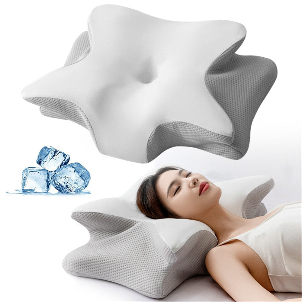 Large Size 65x45x15cm Butterfly Shape Memory Foam Pillow with Removable Cover Ergonomic Cervical Support Neck Pillo