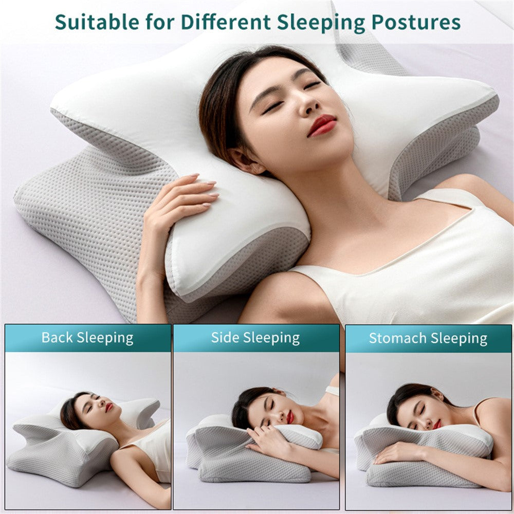 Large Size 65x45x15cm Butterfly Shape Memory Foam Pillow with Removable Cover Ergonomic Cervical Support Neck Pillo